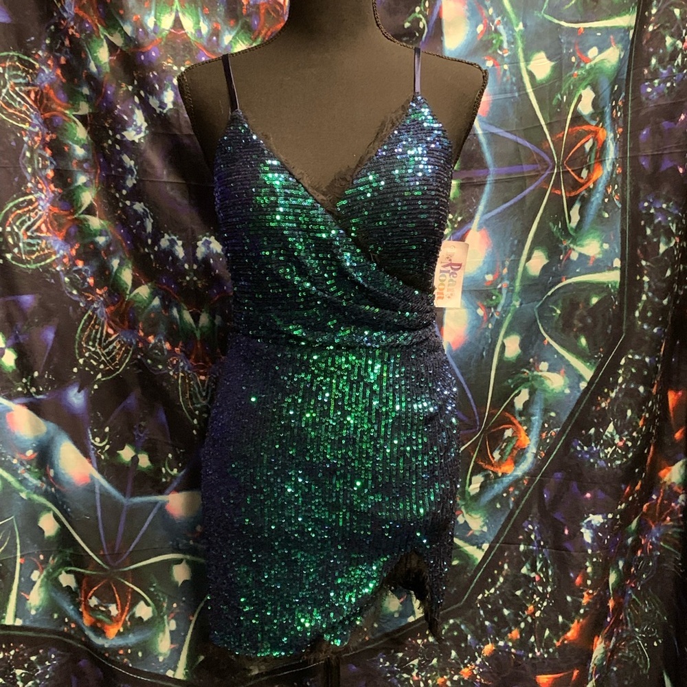 Sequin Green and Blue Dress